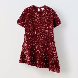 Zara Kids Burgundy Sequin Dress